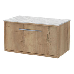 [BFRS1896GMT] Sturbridge Contemporary Wall Hung 1 Drawer Vanity Unit with Grey Marble Top - Choice of Size and Colour - Cutout