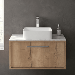 [BFRS1896GMT] Sturbridge Contemporary Wall Hung 1 Drawer Vanity Unit with Grey Marble Top - Choice of Size and Colour - Silo