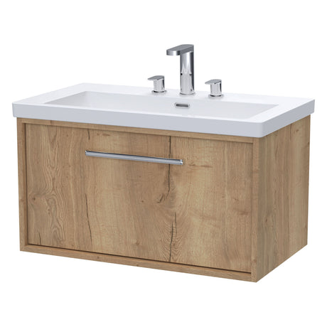 [BFRS1896M] Sturbridge Contemporary Wall Hung 1 Drawer Vanity Unit with 3 Tap Hole Fireclay Basin - Choice of Size and Colour - Cutout