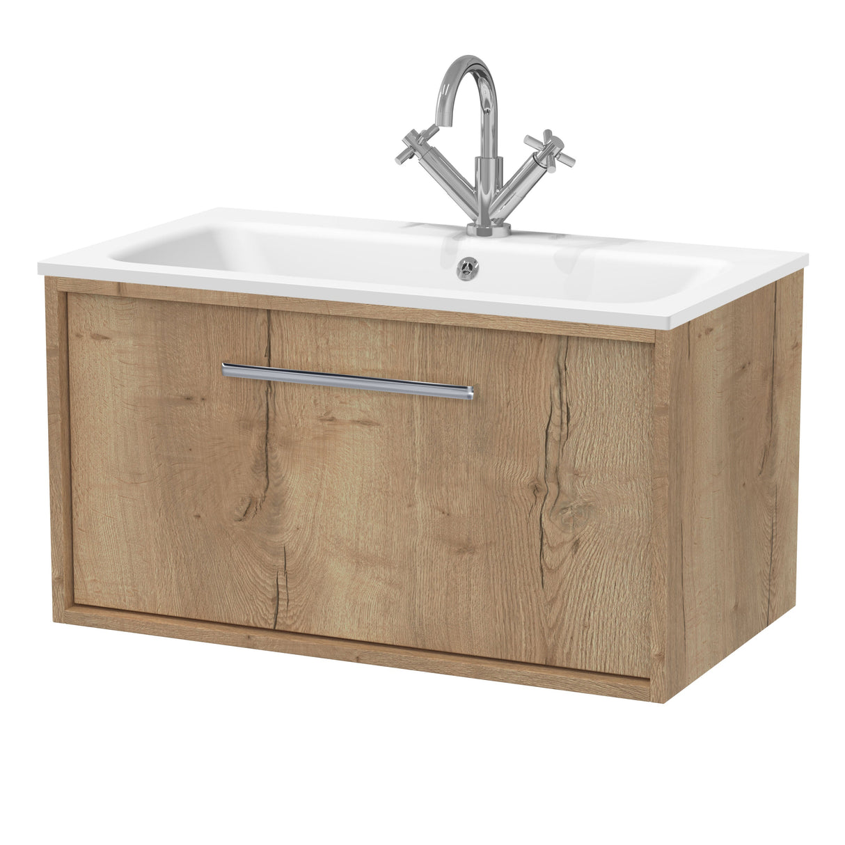 [BFRS1896P] Sturbridge Contemporary Wall Hung 1 Drawer Vanity Unit with Stone Basin - Choice of Size and Colour - Cutout