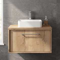 [BFRS1896W] Sturbridge Contemporary Wall Hung 1 Drawer Vanity Unit with Laminate Worktop - Choice of Size and Colour - Silo