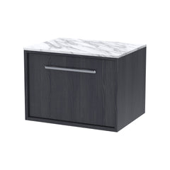 [BFRS2294CMT] Sturbridge Contemporary Wall Hung 1 Drawer Vanity Unit with Carrera Marble Top - Choice of Size and Colour - Cutout