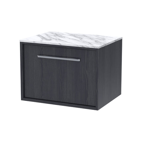 [BFRS2294CMT] Sturbridge Contemporary Wall Hung 1 Drawer Vanity Unit with Carrera Marble Top - Choice of Size and Colour - Cutout