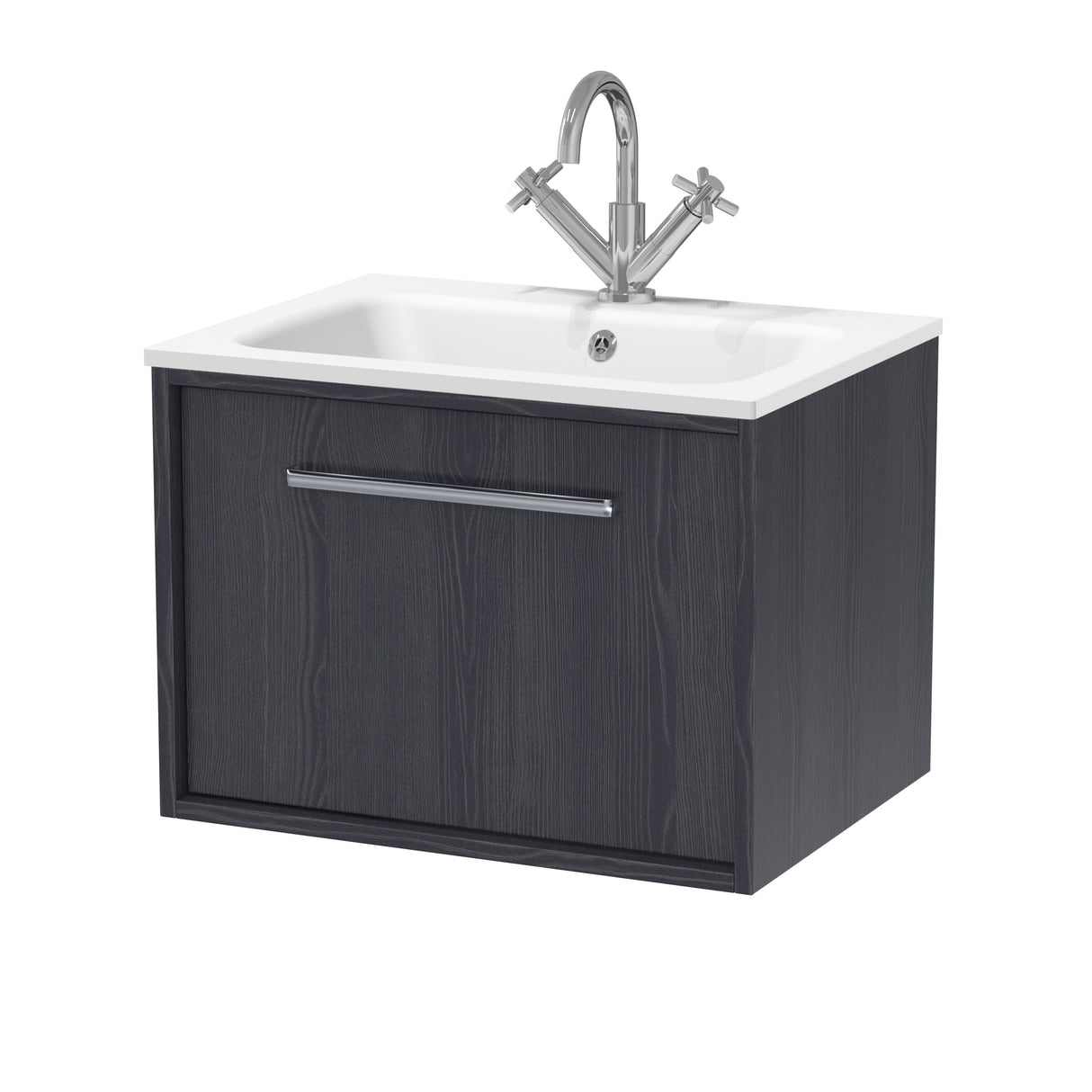 [BFRS2294P] Sturbridge Contemporary Wall Hung 1 Drawer Vanity Unit with Stone Basin - Choice of Size and Colour - Cutout