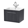 [BFRS2294P] Sturbridge Contemporary Wall Hung 1 Drawer Vanity Unit with Stone Basin - Choice of Size and Colour - Cutout