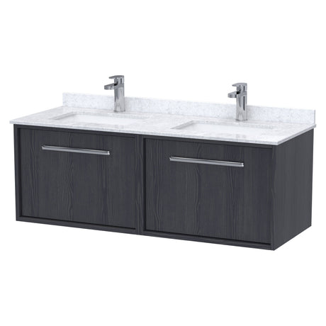 [BFRS2294WS2] Sturbridge Contemporary Wall Hung 2 Drawer 1200mm Vanity Unit with Marble Top and Basin - Choice of Colour - Cutout
