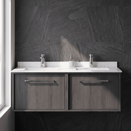 [BFRS2294WS2] Sturbridge Contemporary Wall Hung 2 Drawer 1200mm Vanity Unit with Marble Top and Basin - Choice of Colour - Silo