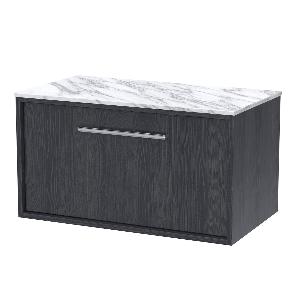 [BFRS2296CMT] Sturbridge Contemporary Wall Hung 1 Drawer Vanity Unit with Carrera Marble Top - Choice of Size and Colour - Cutout