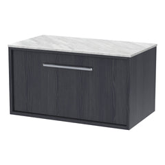 [BFRS2296GMT] Sturbridge Contemporary Wall Hung 1 Drawer Vanity Unit with Grey Marble Top - Choice of Size and Colour - Cutout