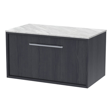 [BFRS2296GMT] Sturbridge Contemporary Wall Hung 1 Drawer Vanity Unit with Grey Marble Top - Choice of Size and Colour - Cutout