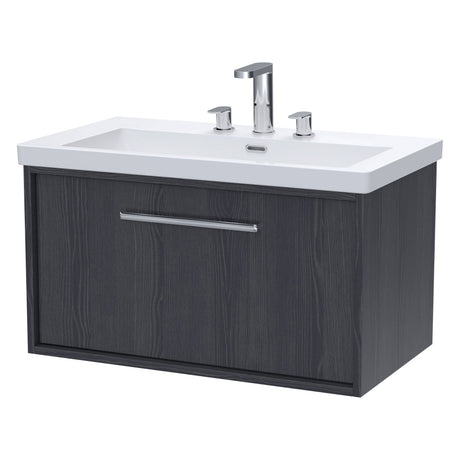 [BFRS2296M] Sturbridge Contemporary Wall Hung 1 Drawer Vanity Unit with 3 Tap Hole Fireclay Basin - Choice of Size and Colour - Cutout