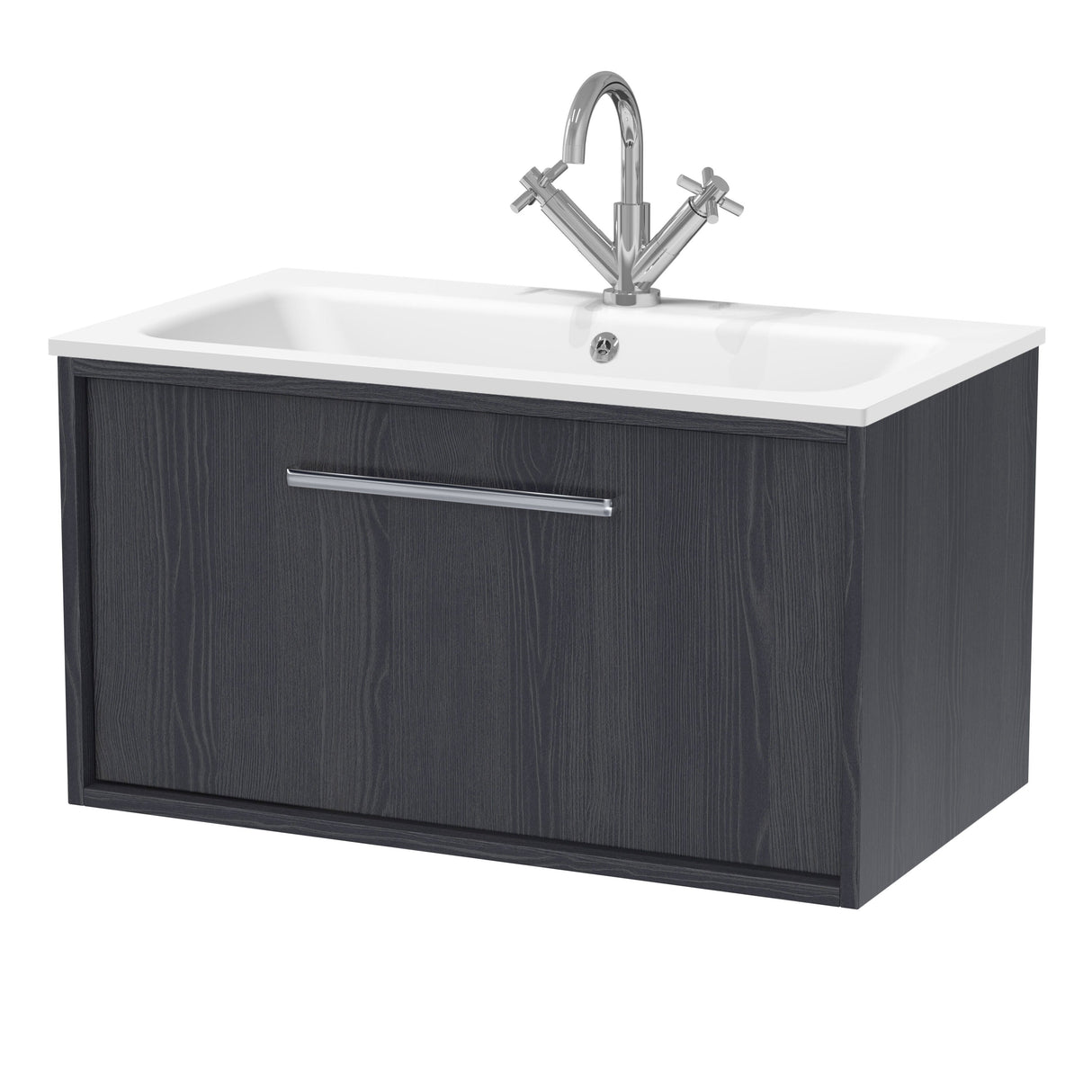 [BFRS2296P] Sturbridge Contemporary Wall Hung 1 Drawer Vanity Unit with Stone Basin - Choice of Size and Colour - Cutout