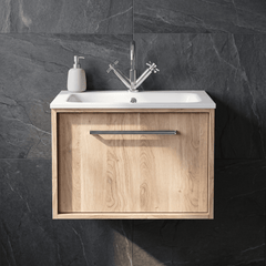 [BFRS3094P] Sturbridge Contemporary Wall Hung 1 Drawer Vanity Unit with Stone Basin - Choice of Size and Colour - Silo