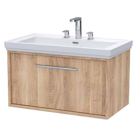 [BFRS3096B] Sturbridge Contemporary Wall Hung 1 Drawer Vanity Unit with Traditional 3 Tap Hole Fireclay Basin - Choice of Size and Colour - Cutout
