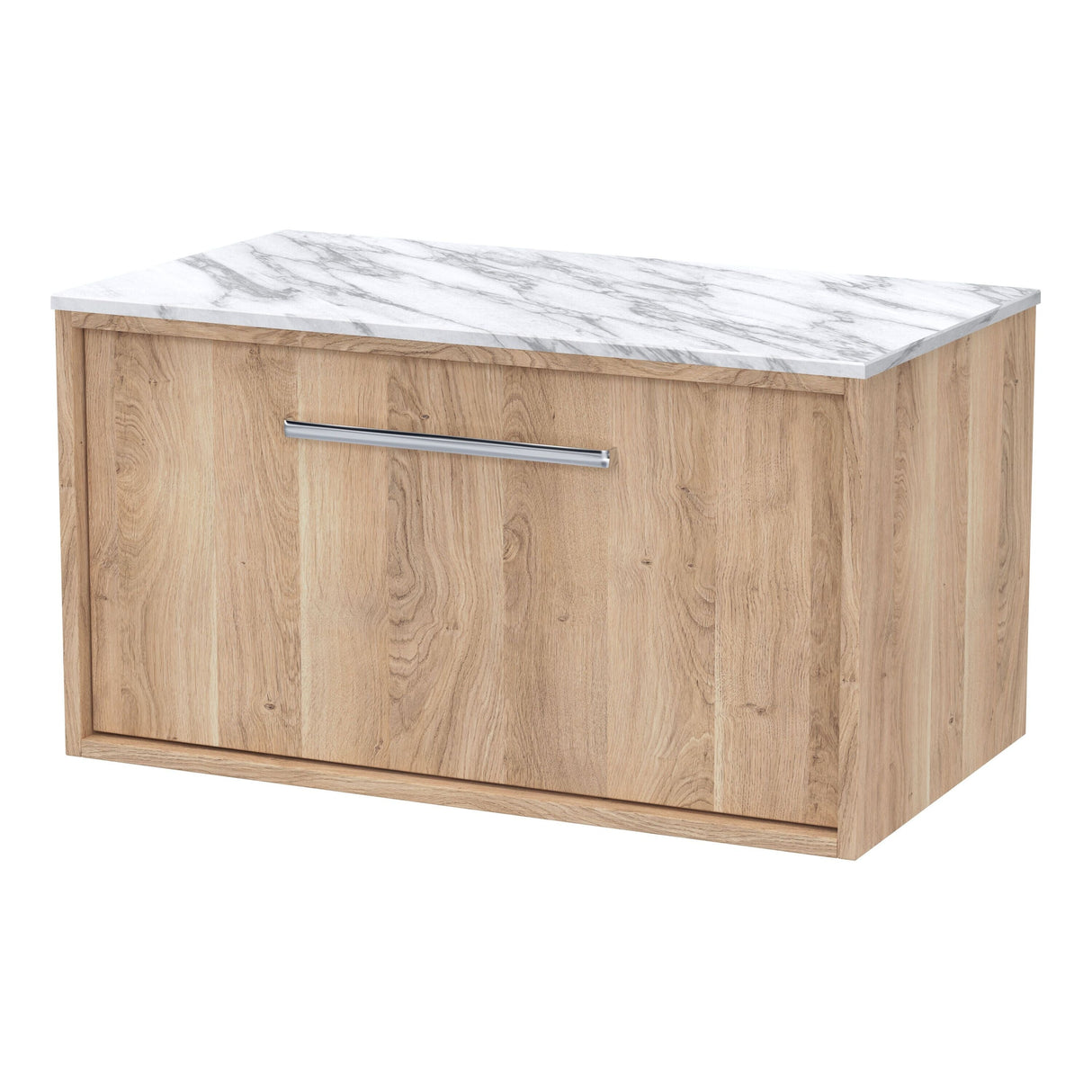 [BFRS3096CMT] Sturbridge Contemporary Wall Hung 1 Drawer Vanity Unit with Carrera Marble Top - Choice of Size and Colour - Cutout