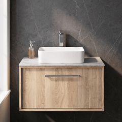 [BFRS3096GMT] Sturbridge Contemporary Wall Hung 1 Drawer Vanity Unit with Grey Marble Top - Choice of Size and Colour - Silo
