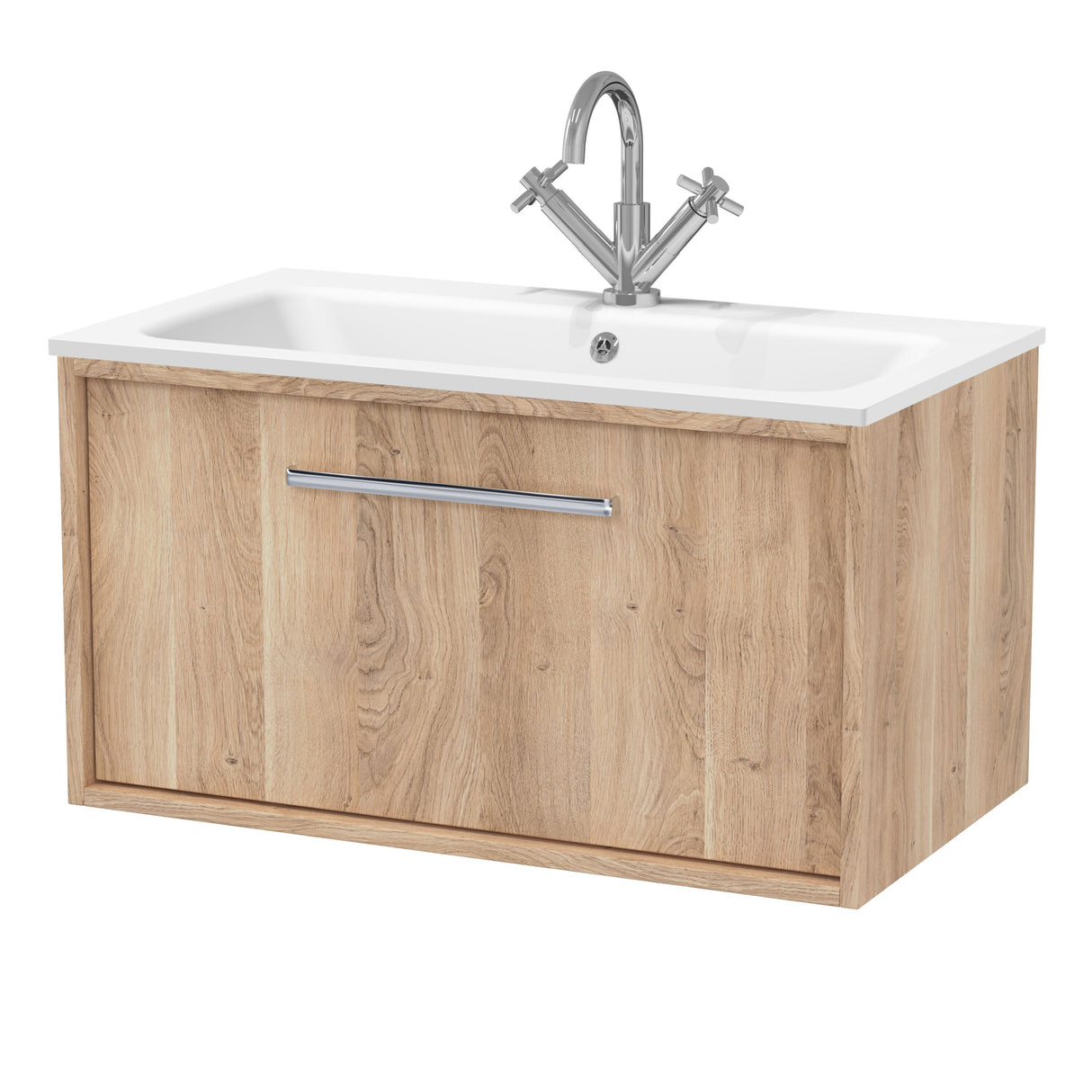[BFRS3096P] Sturbridge Contemporary Wall Hung 1 Drawer Vanity Unit with Stone Basin - Choice of Size and Colour - Cutout
