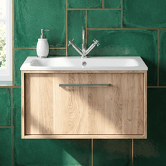 [BFRS3096P] Sturbridge Contemporary Wall Hung 1 Drawer Vanity Unit with Stone Basin - Choice of Size and Colour - Silo
