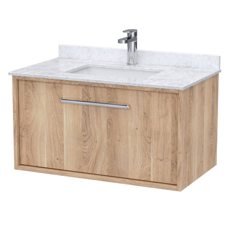 [BFRS3096WS1] Sturbridge Contemporary Wall Hung 1 Drawer Vanity Unit with Marble Top and Basin - Choice of Size and Colour - Cutout