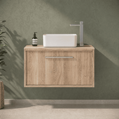 [BFRS3096W] Sturbridge Contemporary Wall Hung 1 Drawer Vanity Unit with Laminate Worktop - Choice of Size and Colour - Silo