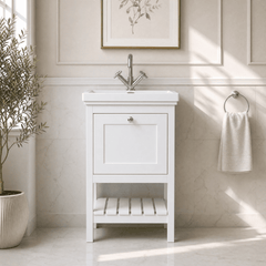 [BFRY123A] Coppenhall Traditional 1 Drawer Floor Standing Vanity Unit with Basin, Choice of Size and Colour - Silo