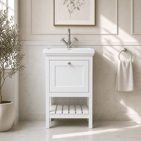 [BFRY123A] Coppenhall Traditional 1 Drawer Floor Standing Vanity Unit with Basin, Choice of Size and Colour - Silo