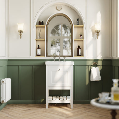 [BFRY123B] Balterley Rye Bathroom Floor Standing 1 Drawer Vanity & 3 Tap Hole Basin, Pure White, 531mm - Lifestyle 1