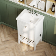 [BFRY123B] Balterley Rye Bathroom Floor Standing 1 Drawer Vanity & 3 Tap Hole Basin, Pure White, 531mm - Lifestyle 2