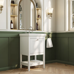 [BFRY123B] Balterley Rye Bathroom Floor Standing 1 Drawer Vanity & 3 Tap Hole Basin, Pure White, 531mm - Lifestyle 3