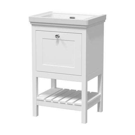 [BFRY123H] Balterley Rye Bathroom Floor Standing 1 Drawer Vanity & 0 Tap Hole Basin, Pure White, 531mm - Cutout