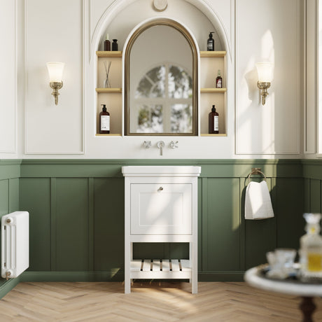 [BFRY123H] Balterley Rye Bathroom Floor Standing 1 Drawer Vanity & 0 Tap Hole Basin, Pure White, 531mm - Lifestyle 1