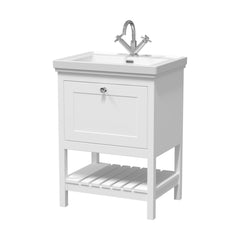 [BFRY125A] Coppenhall Traditional 1 Drawer Floor Standing Vanity Unit with Basin, Choice of Size and Colour - Cutout