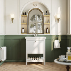 [BFRY125A] Balterley Rye Bathroom Floor Standing 1 Drawer Vanity & 1 Tap Hole Basin, Pure White, 630mm - Lifestyle 1