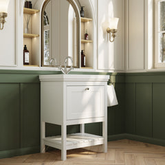 [BFRY125A] Coppenhall Traditional 1 Drawer Floor Standing Vanity Unit with Basin, Choice of Size and Colour