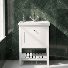 [BFRY125A] Coppenhall Traditional 1 Drawer Floor Standing Vanity Unit with Basin, Choice of Size and Colour - Silo