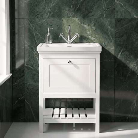 [BFRY125A] Coppenhall Traditional 1 Drawer Floor Standing Vanity Unit with Basin, Choice of Size and Colour - Silo