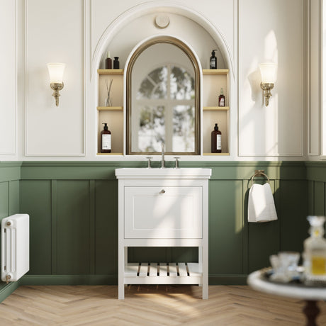 [BFRY125B] Balterley Rye Bathroom Floor Standing 1 Drawer Vanity & 3 Tap Hole Basin, Pure White, 630mm - Lifestyle 1