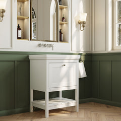 [BFRY125H] Coppenhall Traditional 1 Drawer Floor Standing Vanity Basin Unit with 0 Tap Hole Fireclay Basin, Choice of Size and Colour
