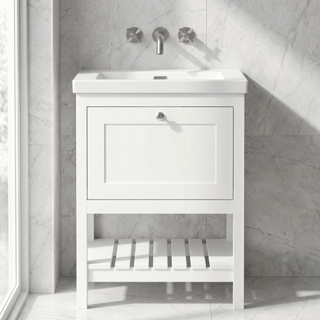 [BFRY125K] Coppenhall Contemporary 1 Drawer Floor Standing Vanity Unit - Choice of Size and Colour - Silo