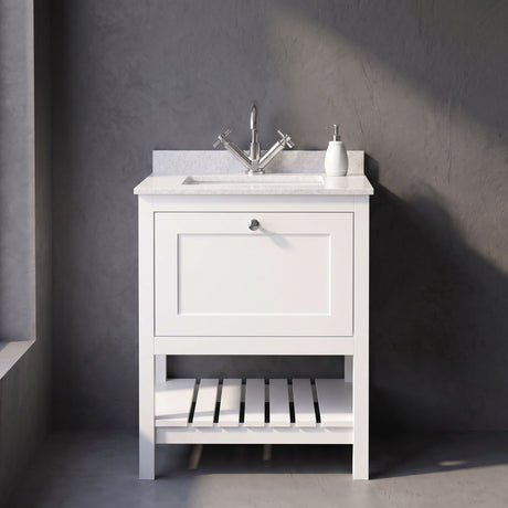 [BFRY125WS1] Coppenhall Traditional 1 Drawer Floor Standing Vanity Unit with Marble Worktop, Choice of Size and Finish - Silo