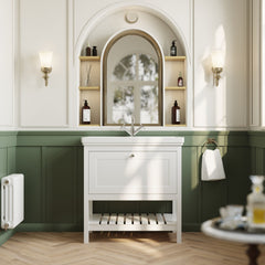 [BFRY127A] Coppenhall Traditional 1 Drawer Floor Standing Vanity Unit with Basin, Choice of Size and Colour
