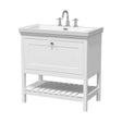 [BFRY127B] Balterley Rye Bathroom Floor Standing 1 Drawer Vanity & 3 Tap Hole Basin, Pure White, 830mm - Cutout