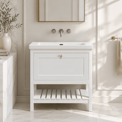 [BFRY127K] Coppenhall Contemporary 1 Drawer Floor Standing Vanity Unit - Choice of Size and Colour - Silo