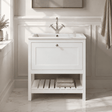 [BFRY127Q] Coppenhall Contemporary 1 Drawer Floor Standing Vanity Unit with Stone Basin - Choice of Size and Colour - Silo