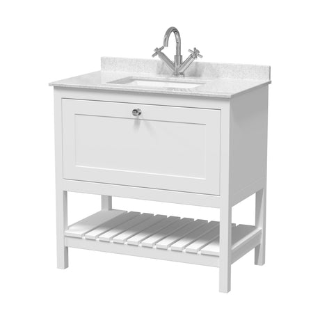 [BFRY127WS1] Coppenhall Traditional 1 Drawer Floor Standing Vanity Unit with Marble Worktop, Choice of Size and Finish - Cutout