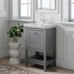 [BFRY223A] Balterley Rye Bathroom Floor Standing 1 Drawer Vanity & 1 Tap Hole Basin, Cool Grey, 531mm - Lifestyle 3