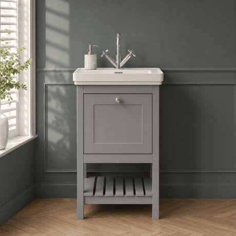 [BFRY223A] Coppenhall Traditional 1 Drawer Floor Standing Vanity Unit with Basin, Choice of Size and Colour - Silo