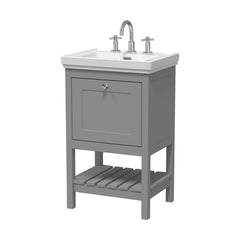[BFRY223B] Balterley Rye Bathroom Floor Standing 1 Drawer Vanity & 3 Tap Hole Basin, Cool Grey, 531mm - Cutout