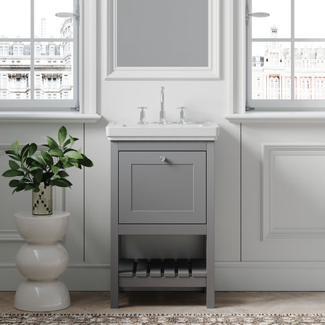 [BFRY223B] Balterley Rye Bathroom Floor Standing 1 Drawer Vanity & 3 Tap Hole Basin, Cool Grey, 531mm - Lifestyle 1