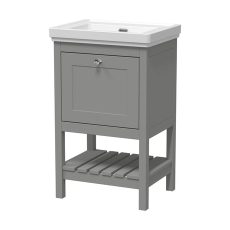 [BFRY223H] Balterley Rye Bathroom Floor Standing 1 Drawer Vanity & 0 Tap Hole Basin, Cool Grey, 531mm - Cutout